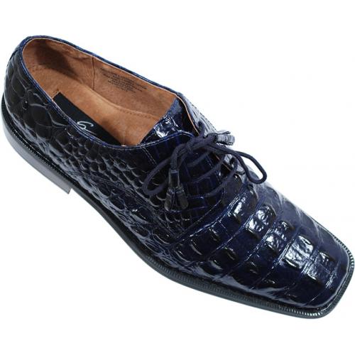 Giorgio Brutini Navy Hornback Alligator Print Shoes 157673